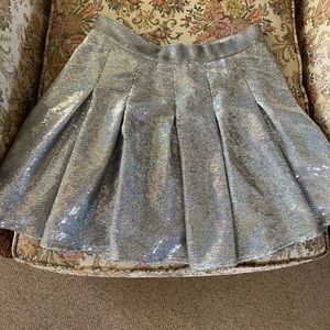 Queen of Sparkles silver sequin skirt size M NWT
